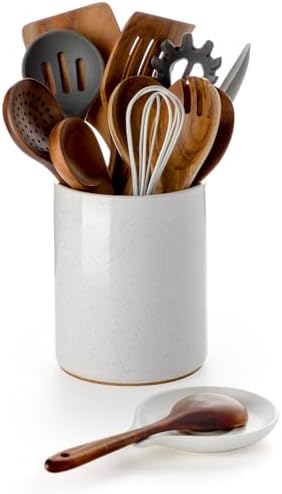 Nucookery Utensil Holder with Spoon Rest for Kitchen Counter, 6.4''