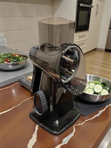 Rotary Cheese Grater, Hand Crank, 3 Stainless Steel Blades