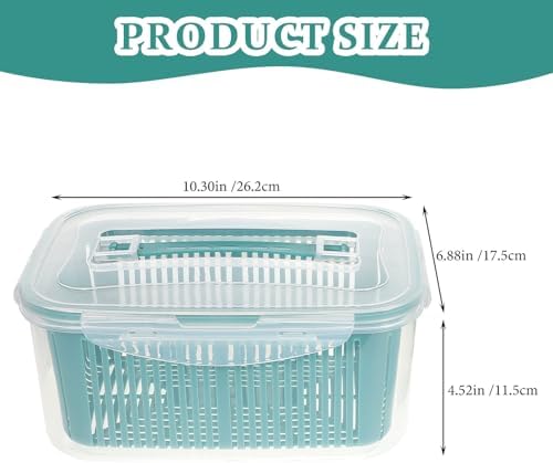 2pcs Fridge Food Box with Drainer, Stackable Plastic Storage