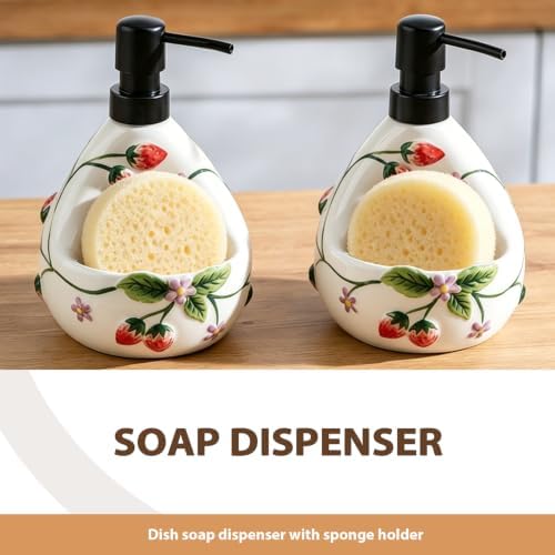 Ceramic 2-in-1 Soap Dispenser with Sponge Holder, 22oz