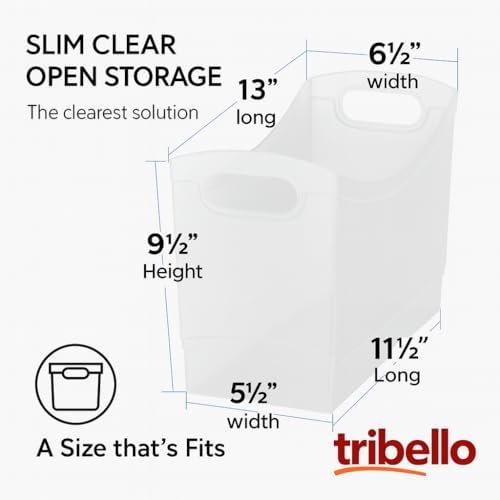 Modern Narrow Organizer Storage Bin, Clear Plastic Household Storage