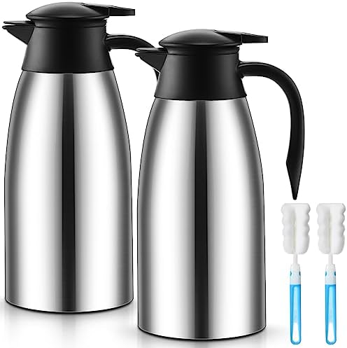 Norme 2 Pcs Thermal Coffee Carafe Creamer, Silver, 68 oz