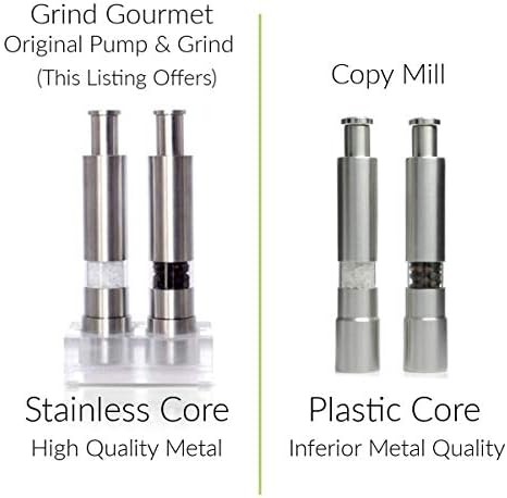 Grind Gourmet Salt and Pepper Grinder Set, Pump and Grind