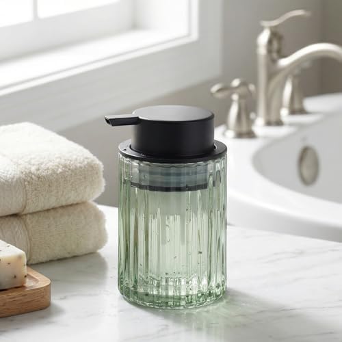 Amolliar Foaming Soap Dispenser, Green Glass Foam Soap Dispenser