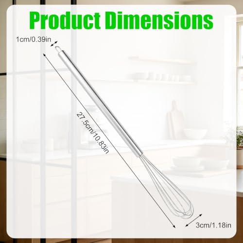 Gosknor 4pcs 11 Inch Mini Whisk, Small Egg Whisk with Long Handle