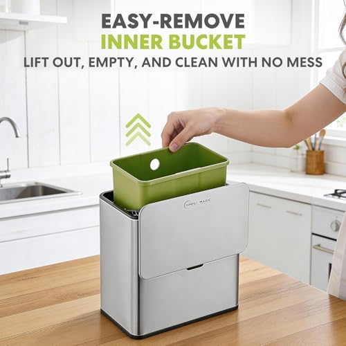 Simpli-Magic 5L Stainless Steel Kitchen Compost Bin with Lid