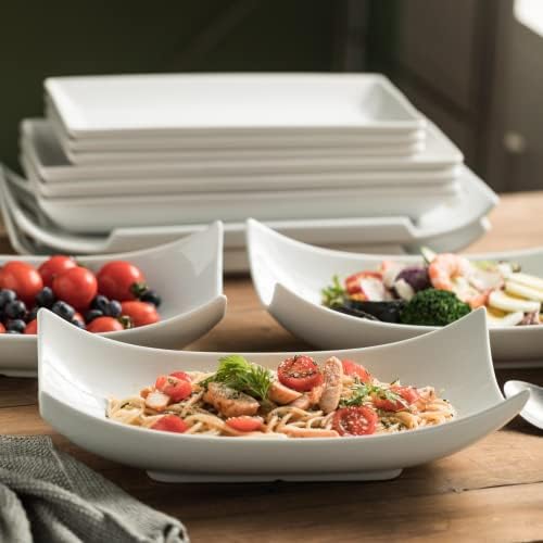 Gomakren 12 Inch White Porcelain Serving Platter Dishes Set of 3 Deep Bowl