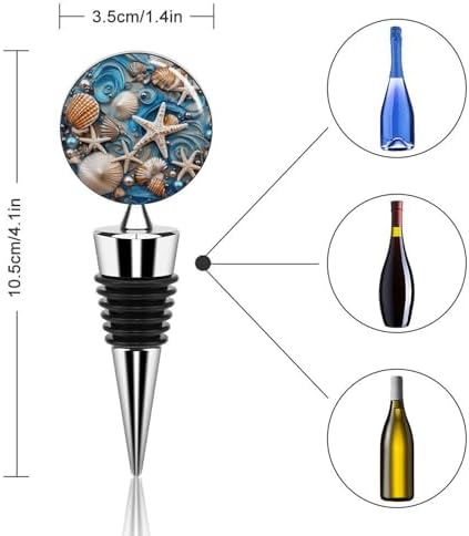 Ocean Shell Art Wine Stoppers for Wine Bottles Vacuum Wine Bottle