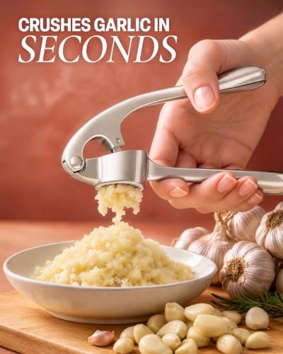 Zulay Kitchen Garlic Press Set, Silver