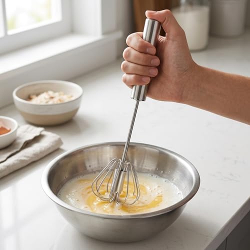 2 PCS Egg Beaters Hand Crank, Manual Egg Whisker Set with Stainless
