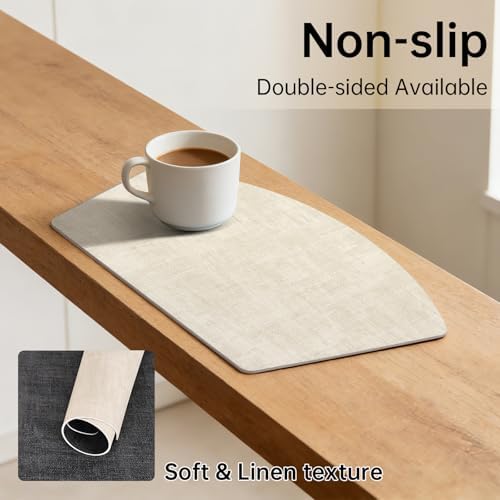 Round Table Placemats Set of 4, Dual-Sided Wedge Shape Faux Leather