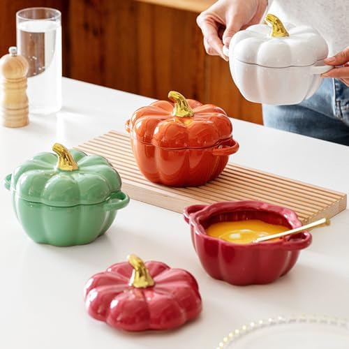 Ceramic Pumpkin Casserole Pot, Pumpkin Saucepan with Lid