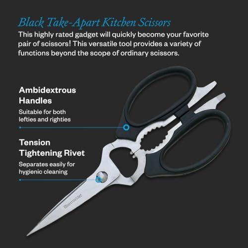 Messermeister 8-Inch Take-Apart Kitchen Scissors, Black