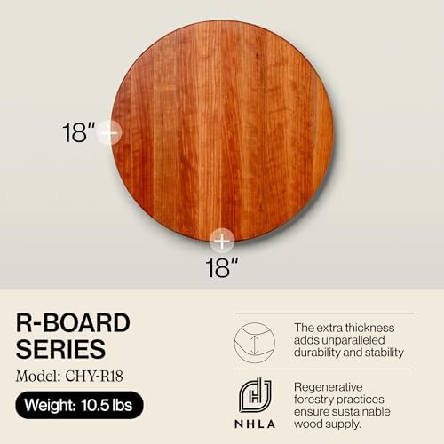 John Boos Block Cherry Wood Cutting Board, 18 Inches Round