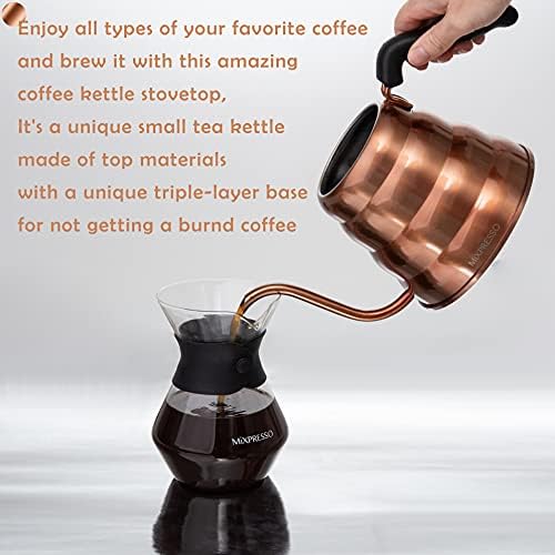 Mixpresso Gooseneck Coffee Kettle, 1.2 Liter (40 Oz), Stainless Steel