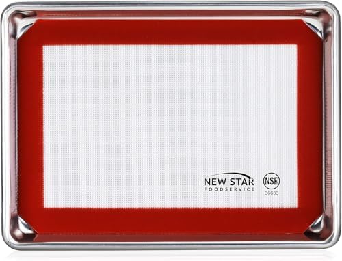 New Star Foodservice Aluminum Sheet Pan & Silicone Mat Set, 9x13 in