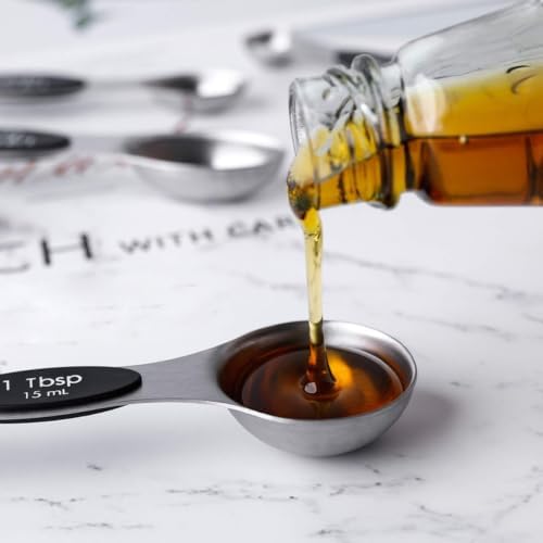 Stainless Steel Black Measuring Spoons Double End Set