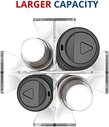 KOTEMON Cup and Lid Holder, 4-Compartment, Clear Acrylic
