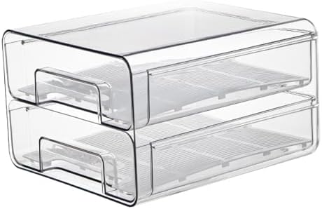 Fridge Drawer 2 Layer Refrigerator Organizer Bins Pull-Out Transparent