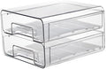 Fridge Drawer 2 Layer Refrigerator Organizer Bins Pull-Out Transparent