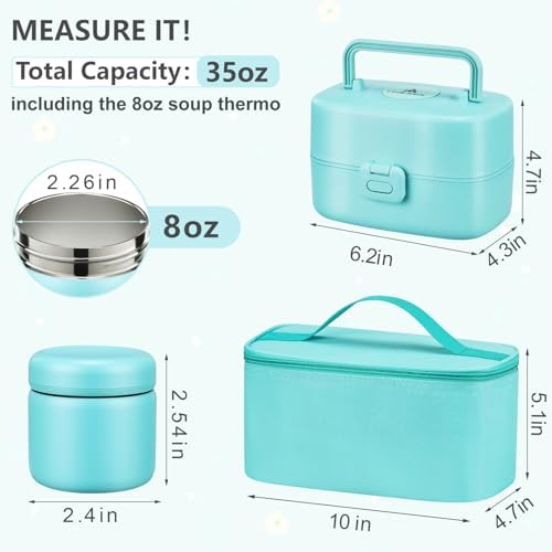 Bento Lunch Box for Kids with 8oz Soup Thermo,2 Leak-Proof Food