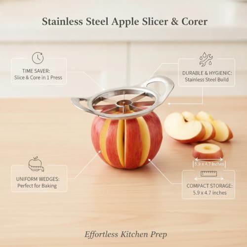 Stainless Steel Apple Slicer and Corer, Fruit Cutter for Uniform