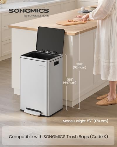 SONGMICS 13 Gallon Stainless Steel Trash Can