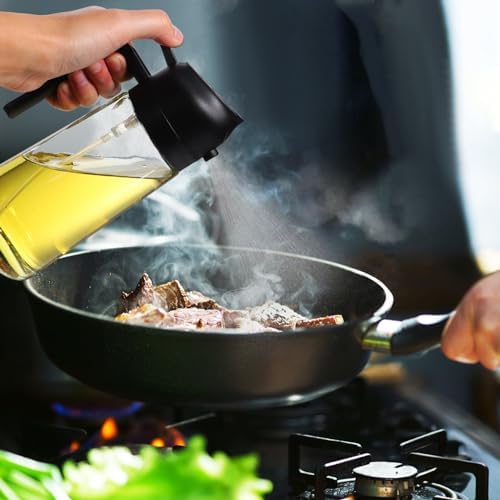 2-in-1 Olive Oil Dispenser and Sprayer, 470ml, Black