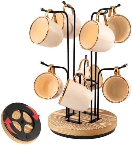 360° Rotating Mug Tree, Large Cup Mug Holder with 8 Hooks