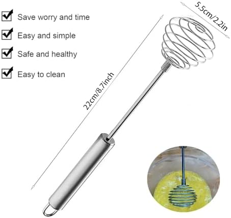 Stainless Steel Spring Coil Whisk Set 2 Pack, Wire Whip Egg Beater