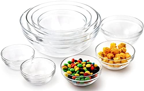 Lawei Set of 9 Glass Mixing Bowls - Glass Nesting Bowls Prep Bowl