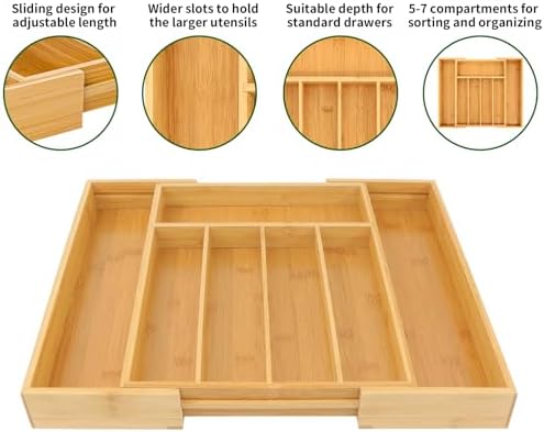 VaeFae Bamboo Drawer Organizer, Medium, Natural