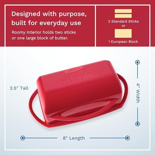 Better Dish Flip Top Butter Dish with Attached Lid - Holds 2 Sticks