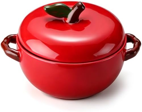 Ceramic 25oz Apple Mini Cocotte Casserole Dish with Lid