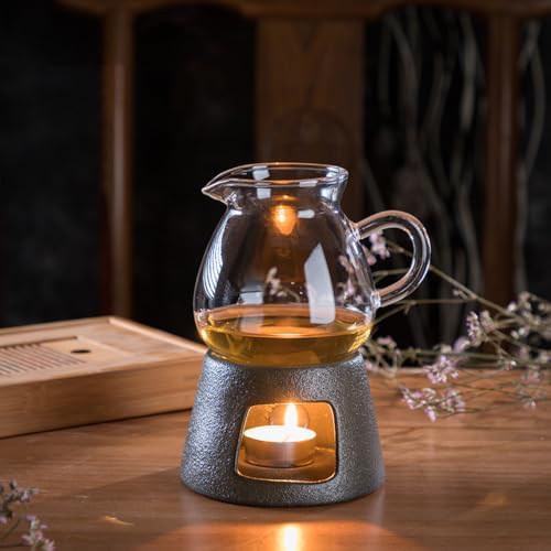 Ceramic Teapot Warmer Base Candle Powered Tea Heater Stand Black