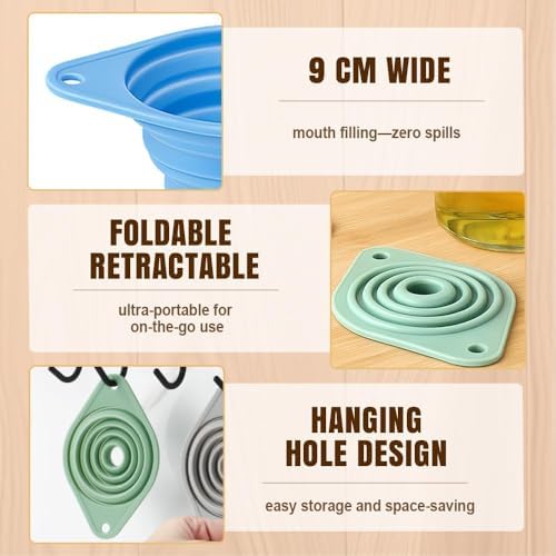 Kitchen Funnel Set, 2026 New Food Grade Silicone Collapsible Small