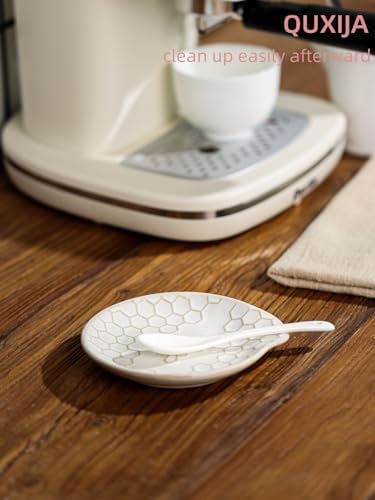 Ceramic Spoon Rest Set of 2, 5.3 Inch Spoon Holder (Vintage White)