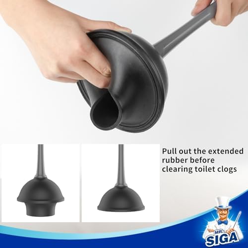 MR.SIGA Toilet Plunger and Bowl Brush Combo, Gray