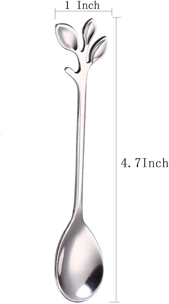 AnSaw Elegant Silver Leaf Coffee Spoons - Image 2