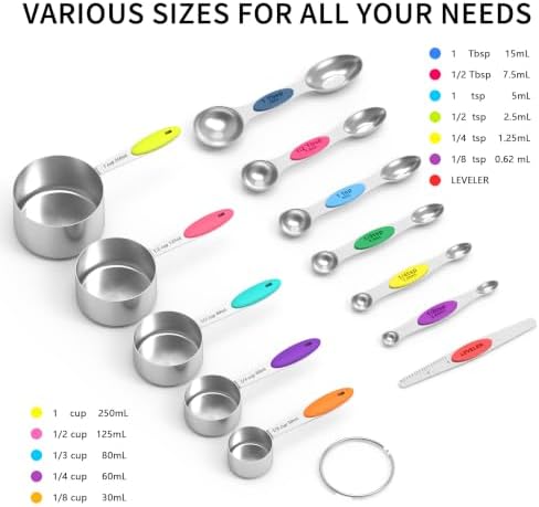 TILUCK measuring cups and magnetic measuring spoons set, stainless