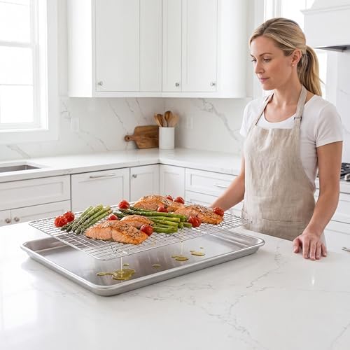 aking Sheet Pan & Cooling Rack Set – 18"×13" Aluminum Half Sheet &