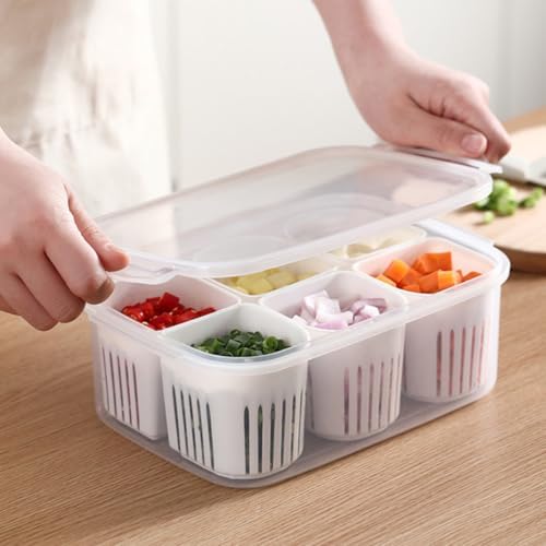 Compartment Food Storage Container PP Fridge Organizer Box with Lid