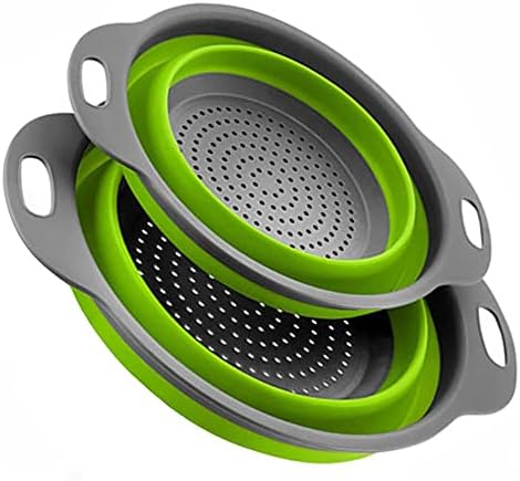 Alnicov 2PCSs Collapsible Colander,Silicone Vegetable/Fruit Flexible