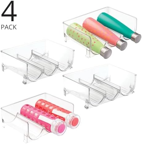 mDesign Plastic Free-Standing Stackable 3 Bottle Storage Holder Rack