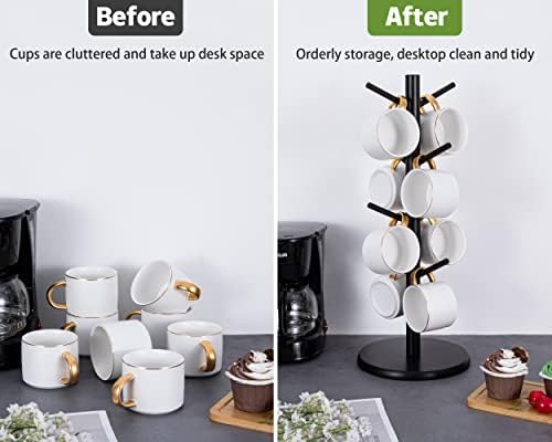 MyLifeUNIT Large Mug Holder Tree, Wooden Coffee Cup Holder with 8