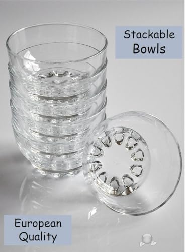 BOHEM'S Clear Glass Bowls Set for Kitchen, Small Serving Bowls for