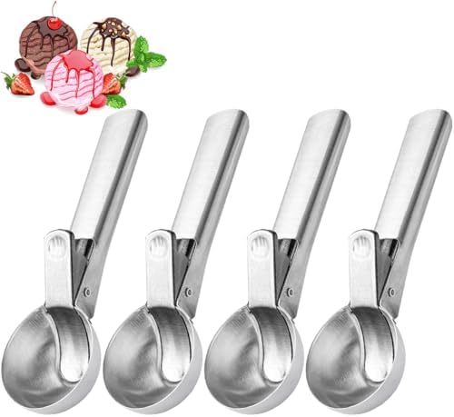 Ice Cream Scoop,Portable Stainless Steel Ice Cream Scoop with Trigger