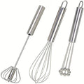 3 Packs Stainless Steel Whisk Set,Whisks for Cooking Non Scratch.