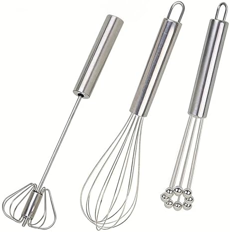3 Packs Stainless Steel Whisk Set,Whisks for Cooking Non Scratch.
