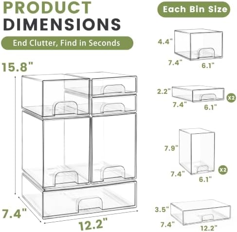 Baby Bottle Organizer, 6-Piece Clear Acrylic Stackable Storage Drawers